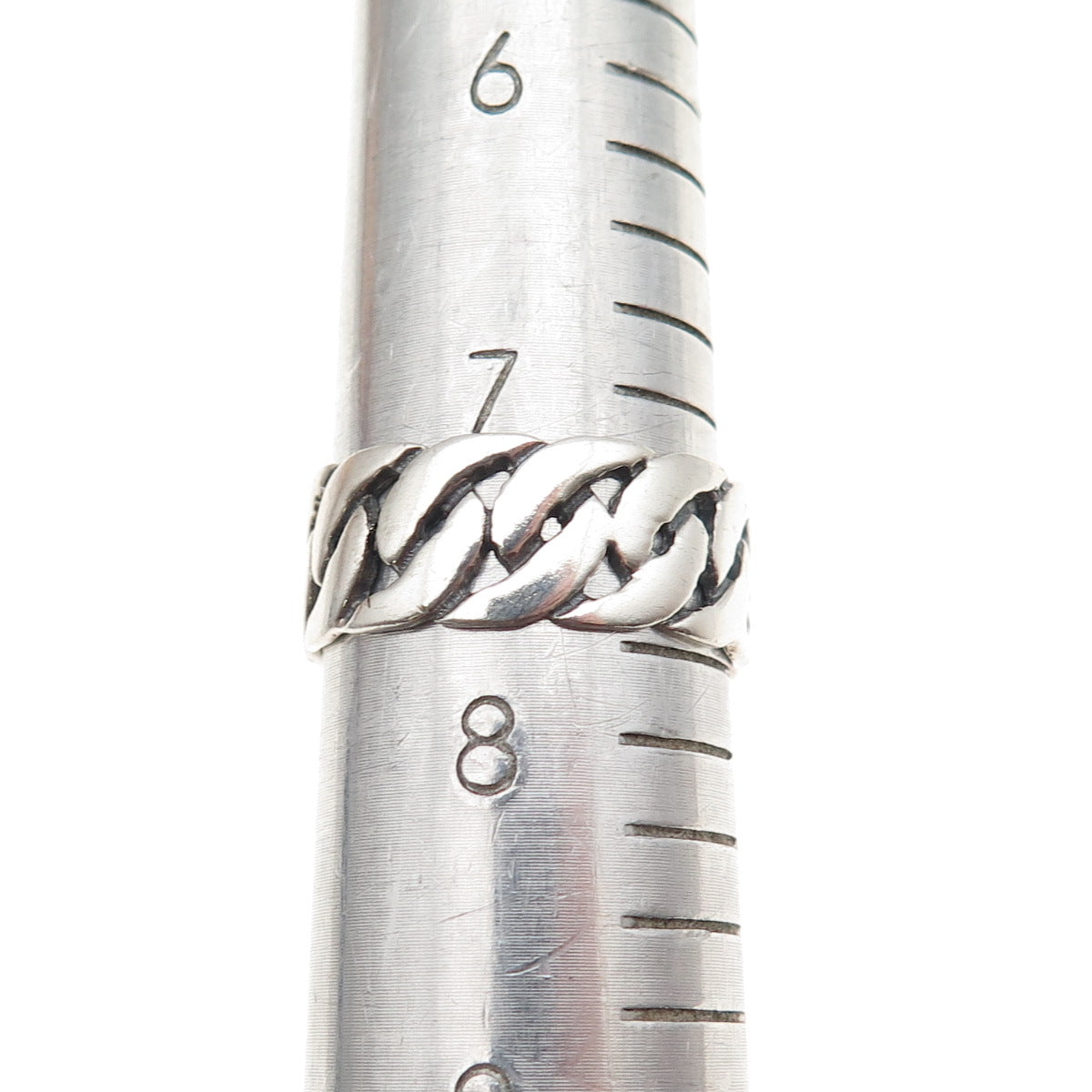 925 Sterling Silver Vintage Cuban Link Oxidized Band Ring Size 7.75