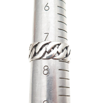 925 Sterling Silver Vintage Cuban Link Oxidized Band Ring Size 7.75