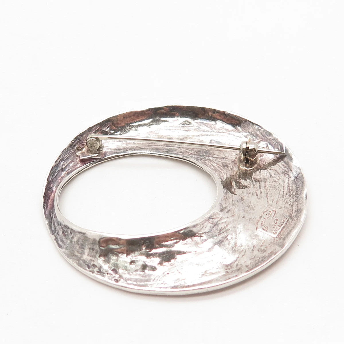 925 Sterling Silver Vintage Jezlaine Open Circle Pin Brooch