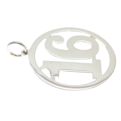 925 Sterling Silver Vintage Lucky Number "16" Round Pendant