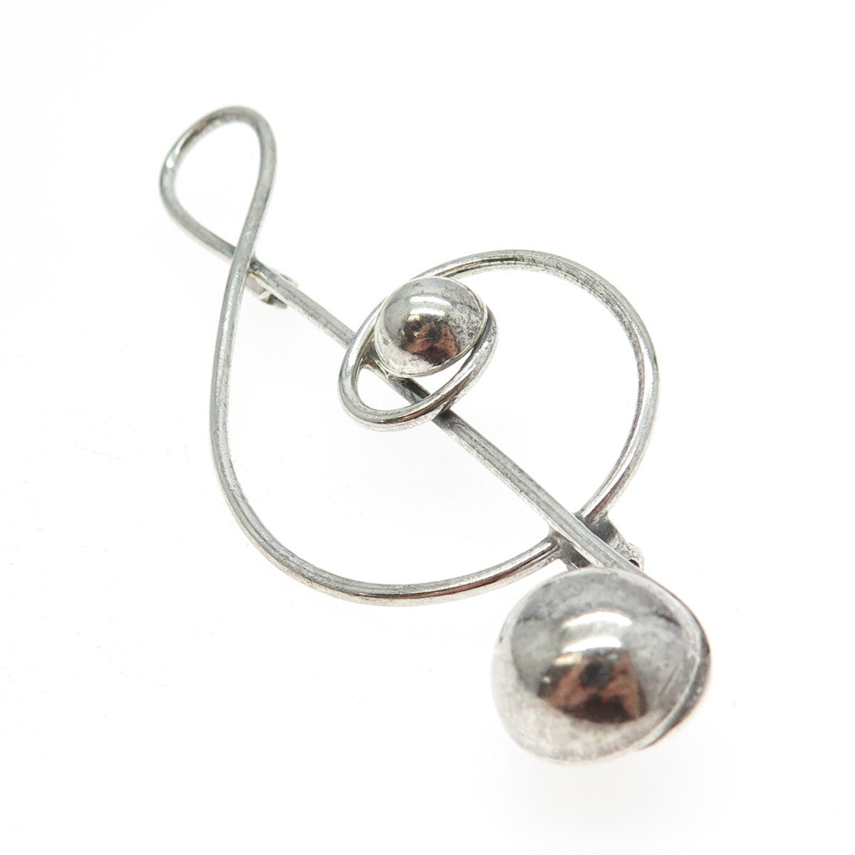 LANG 925 Sterling Silver Vintage Treble Clef Music Pin Brooch