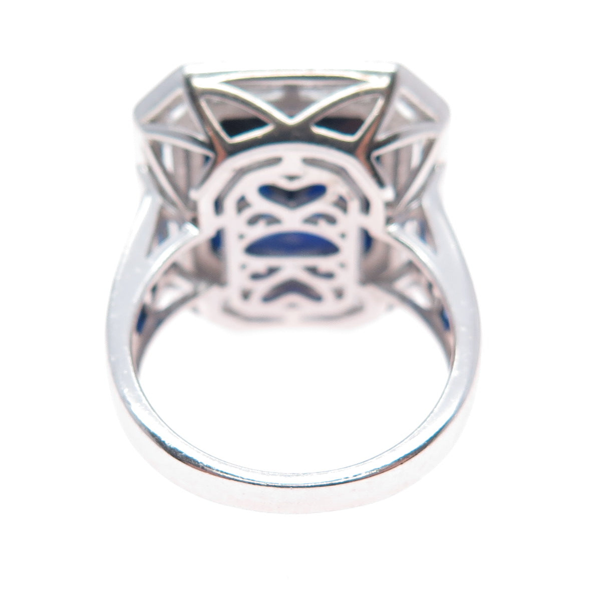 925 Sterling Silver Lab-Created Sapphire & Real White Topaz Ring Size 7