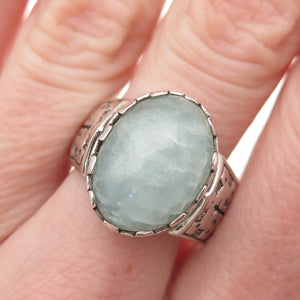 Carolyn Pollack 925 Sterling Vintage Milky Aquamarine Snowflake Ring Size 9.25