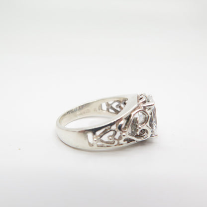 925 Sterling Silver Oval-Cut C Z Ornate Ring Size 6.25