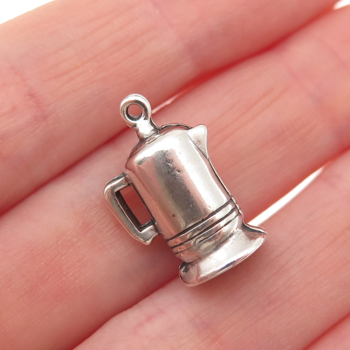 Shube 925 Sterling Silver Vintage Coffeepot 3D Mini Charm Pendant