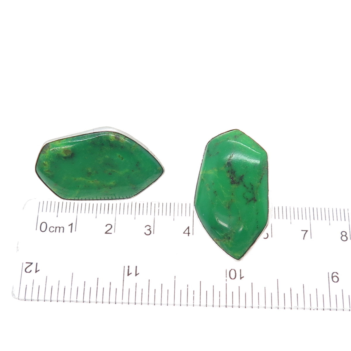 JAY KING DESERT ROSE 925 Sterling Silver Vintage Real Green Turquoise Earrings