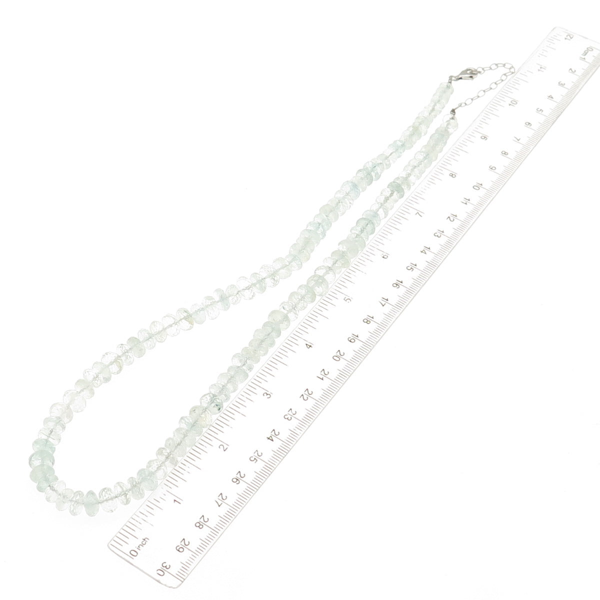 925 Sterling Silver Vintage Real Aquamarine Beaded Necklace 20-22"
