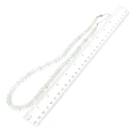 925 Sterling Silver Vintage Real Aquamarine Beaded Necklace 20-22"