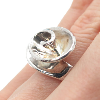 ROSS SIMONS 925 Sterling Silver Vintage Modernist Spiral Oxidized Ring Size 6.25