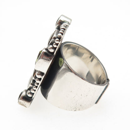 Sajen Sterling Silver Vintage Real Abalone Shell Amethyst Peridot Ring Size 5.25
