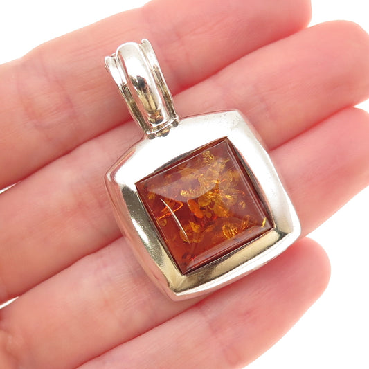 ESPO Joseph Esposito 925 Sterling Silver Vintage Real Amber Charm Pendant