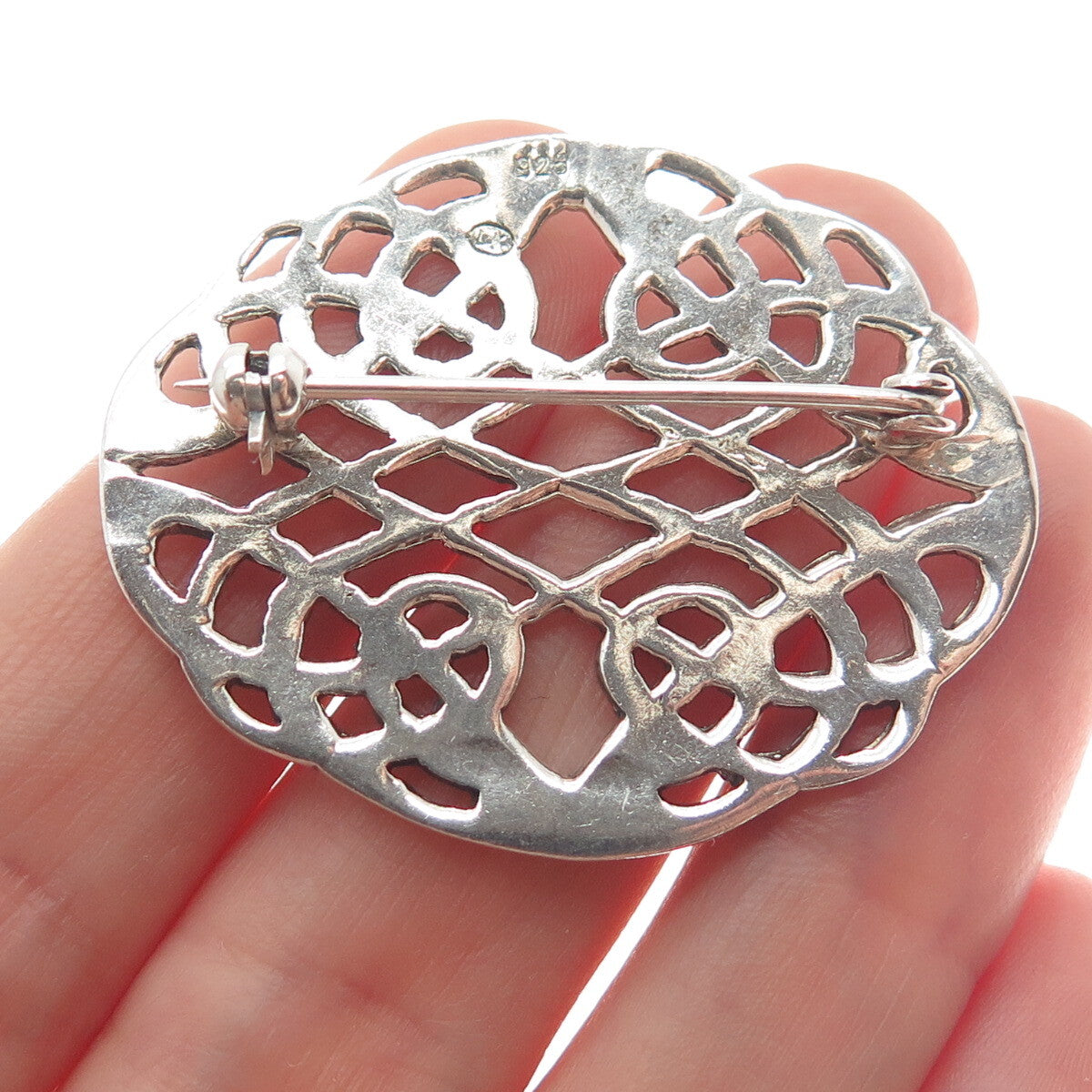 925 Sterling Silver Vintage LK Viking / Celtic Knot Pin Brooch