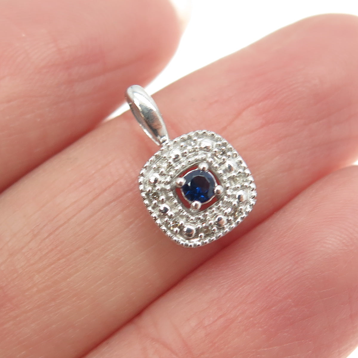 925 Sterling Silver Real Round-Cut Diamond & Tanzanite Minimalist Pendant