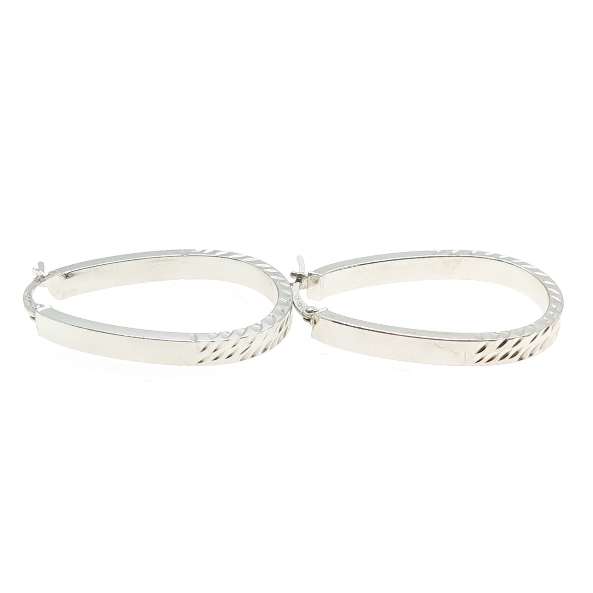 JCM JACMEL MAURITIUS 925 Sterling Silver Engraved Hinged Hoop Earrings