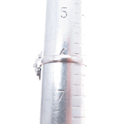 925 Sterling Silver Antique Art Deco Real Diamond & Coral Ring Size 6.25