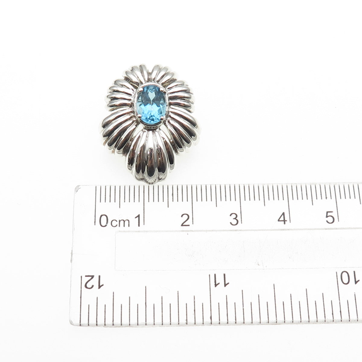 CNA PRANDA 925 Sterling Silver Vintage Real Blue Topaz Modernist Slide Pendant