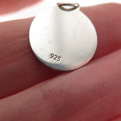 925 Sterling Silver Red Enamel Female Sign Heart Round Tag Mini Charm Pendant