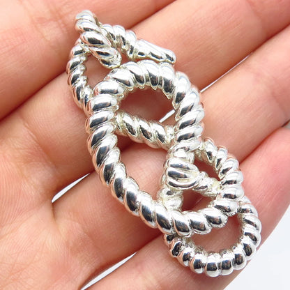 925 Sterling Silver Vintage Modernist Twisted Pendant