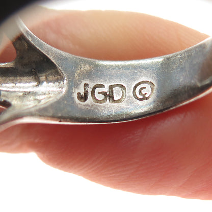 JGD JANICE GIRARDI 925 Sterling Silver Vintage Ocean Blue C Z Ring Size 6.5