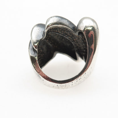 925 Sterling Silver Vintage Modernist Oxidized Ring Size 5.75