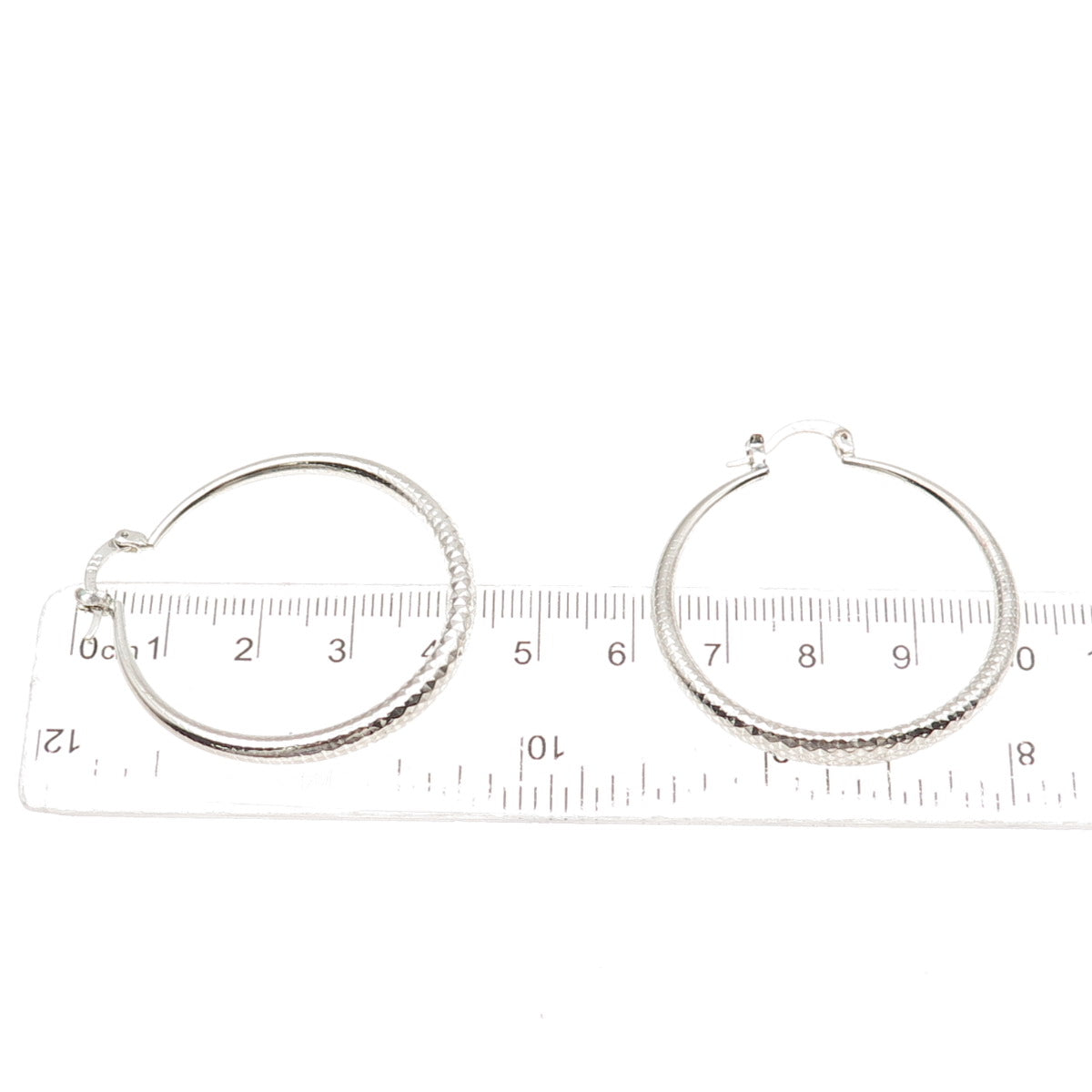 925 Sterling Silver Vintage Diamond-Cut Hoop Earrings