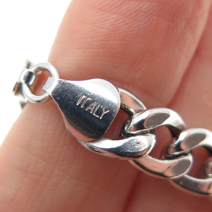925 Sterling Silver Vintage Italy Curb Link Bracelet 8.75"