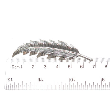 BEAU 925 Sterling Silver Vintage Feather Oxidized Pin Brooch