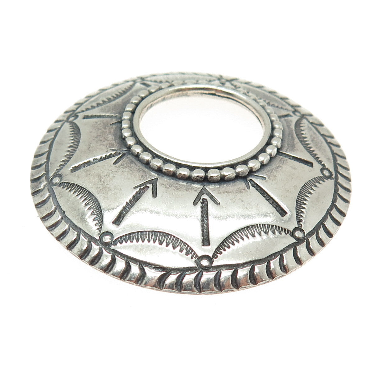Old Pawn Sterling Silver Vintage Southwestern Crescent Arrow Oxidized Pin Brooch