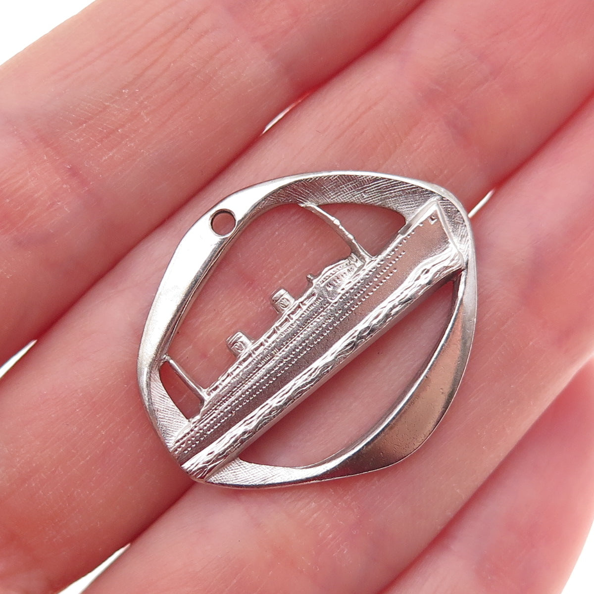 925 Sterling Silver Antique Art Deco SS Homeric Ocean Liner Charm Pendant
