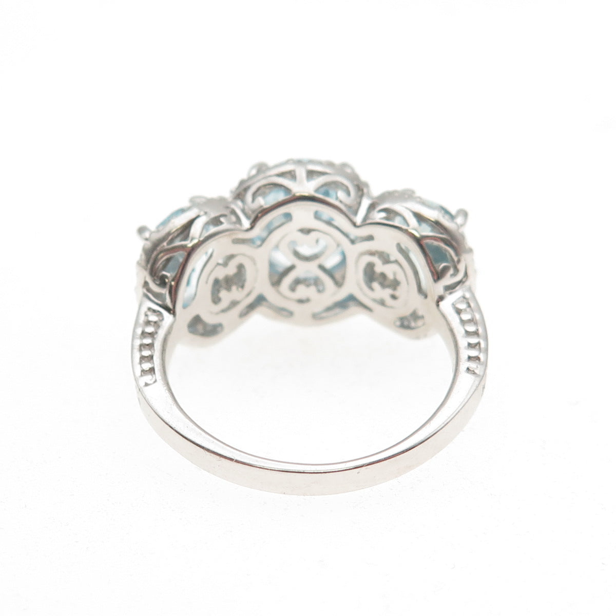 Chuck Clemency 925 Sterling Silver Real Diamond & Blue Topaz Ring Size 7.25