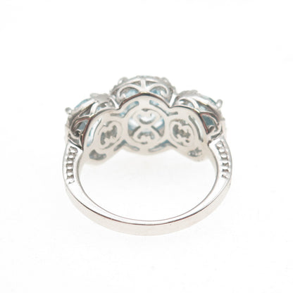 Chuck Clemency 925 Sterling Silver Real Diamond & Blue Topaz Ring Size 7.25