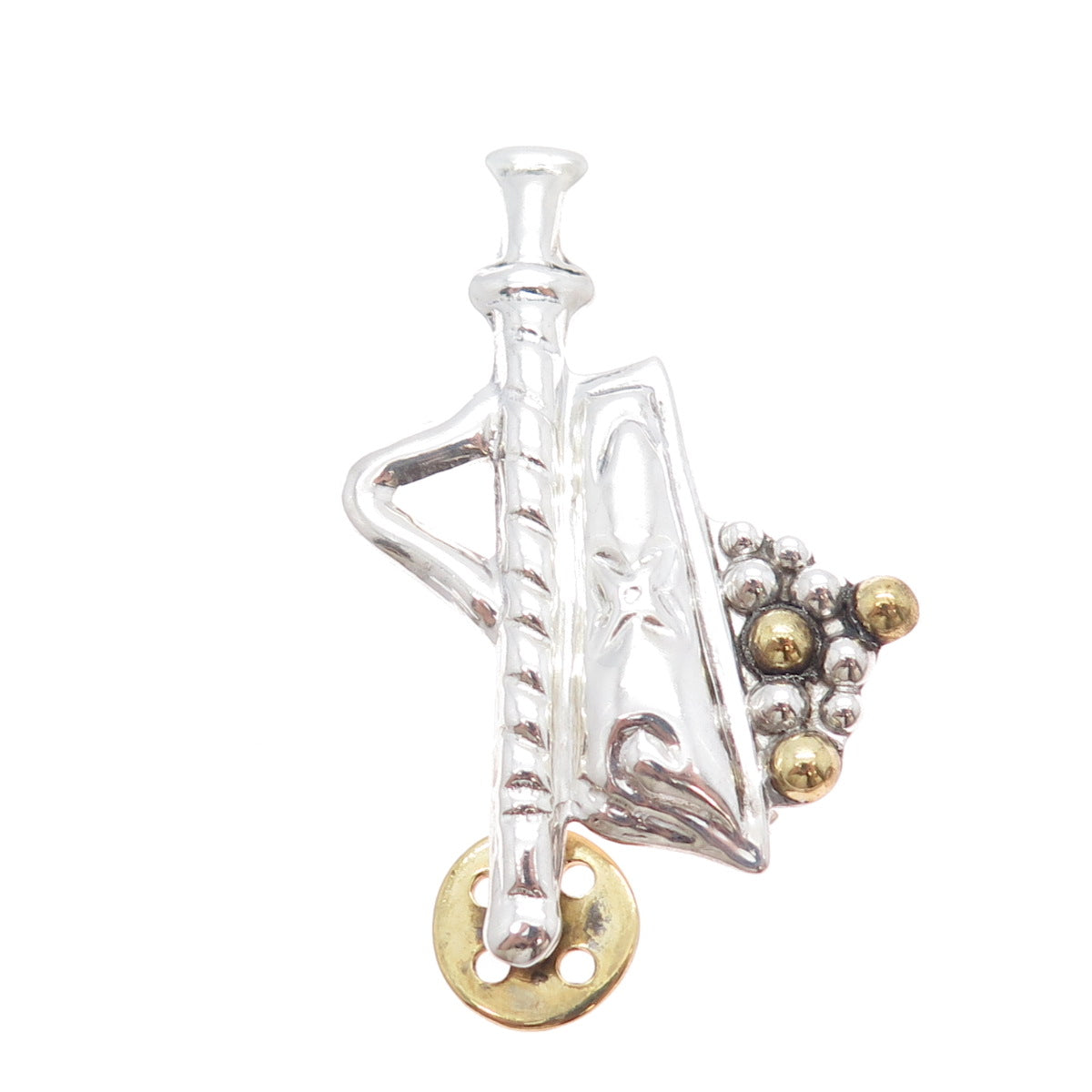 ATI ANNIKA WITT Sterling Silver 2-Tone Vintage Mexico Gold Mining Cart Brooch