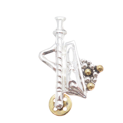 ATI ANNIKA WITT Sterling Silver 2-Tone Vintage Mexico Gold Mining Cart Brooch