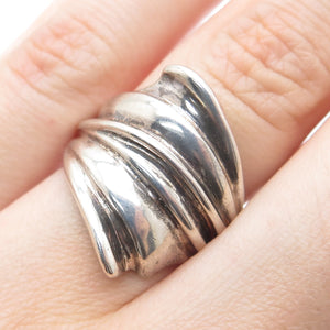 CHAPAL ZENRAY 925 Sterling Silver Vintage Modernist Oxidized Ring Size 7
