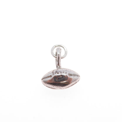 925 Sterling Silver Vintage Football Ball Minimalist 3D Charm Pendant