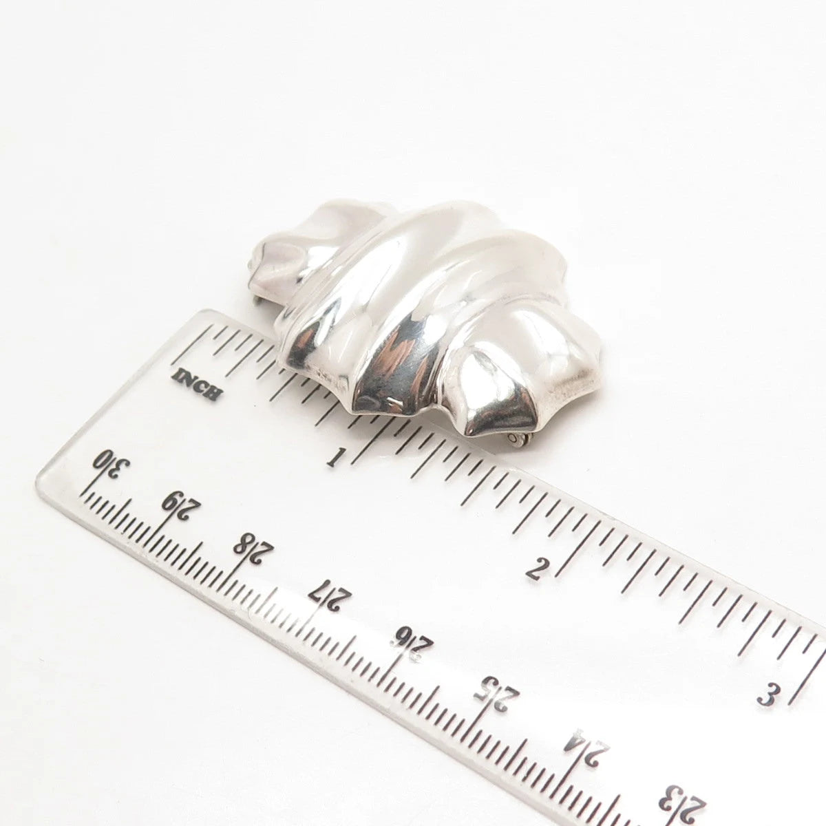 925 Sterling Silver Vintage Mexico Ribbed Bow Pin Brooch