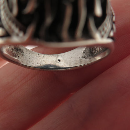 925 Sterling Silver Vintage Lion King Oxidized 3D Ring Size 8.5
