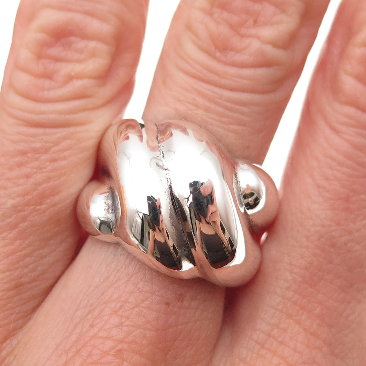 Joseph Esposito 925 Sterling Silver Vintage Modernist Oxidized Ring Size 9.25