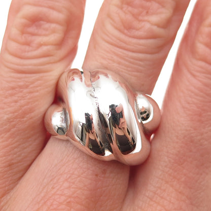 Joseph Esposito 925 Sterling Silver Vintage Modernist Oxidized Ring Size 9.25