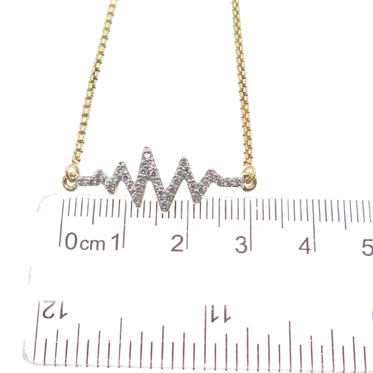 925 Sterling Silver Gold Plated C Z Heartbeat Adjustable Box Bracelet 6-9.25"