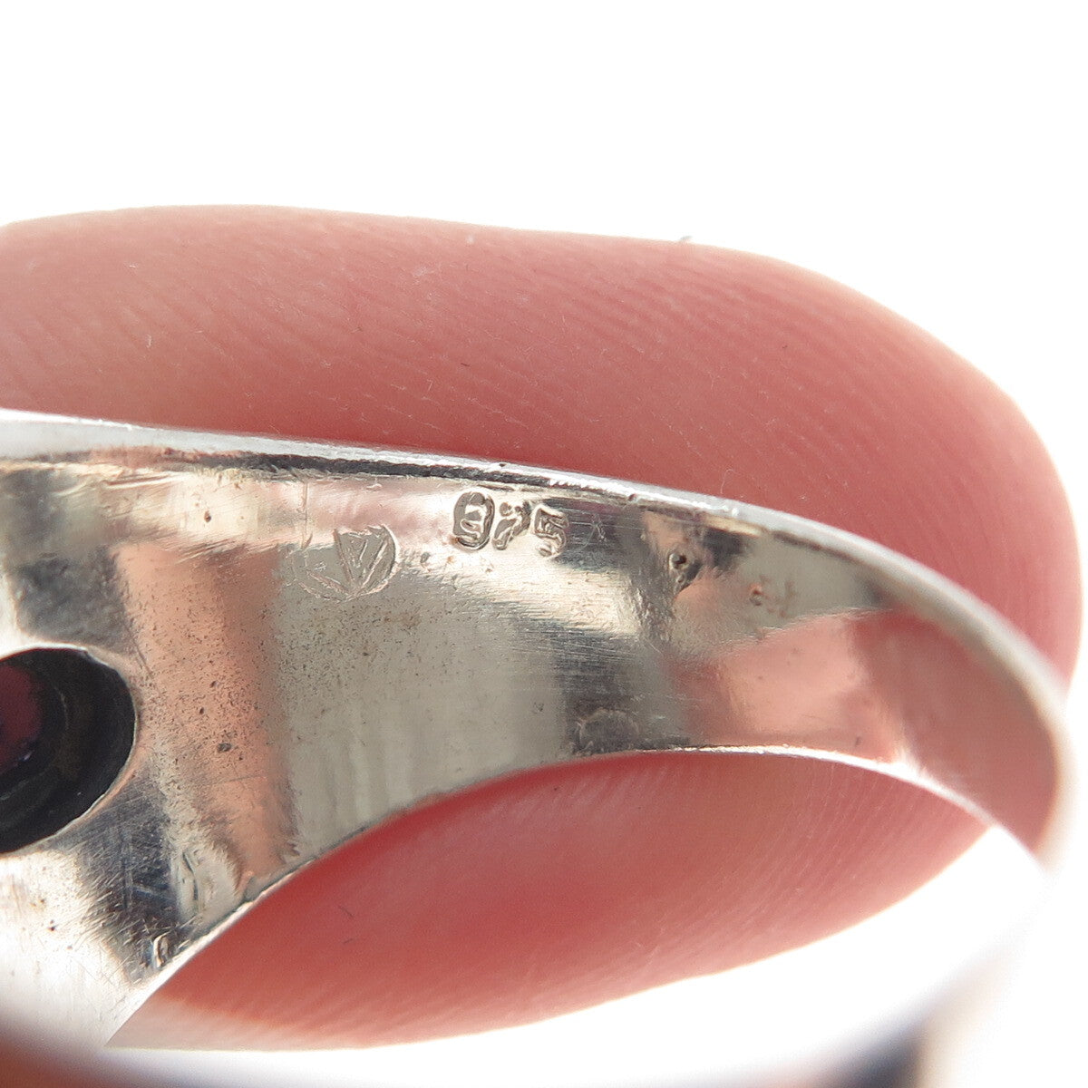925 Sterling Silver Vintage Real Amethyst Modernist Oxidized Ring Size 9