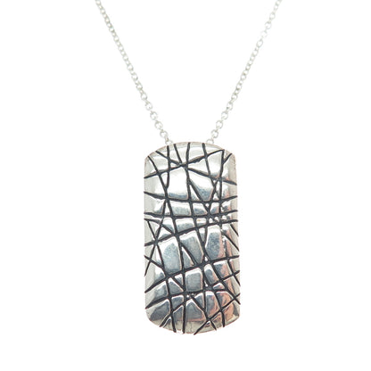 925 Sterling Silver Italy Spider Web Tag Cable Chain Necklace 18"