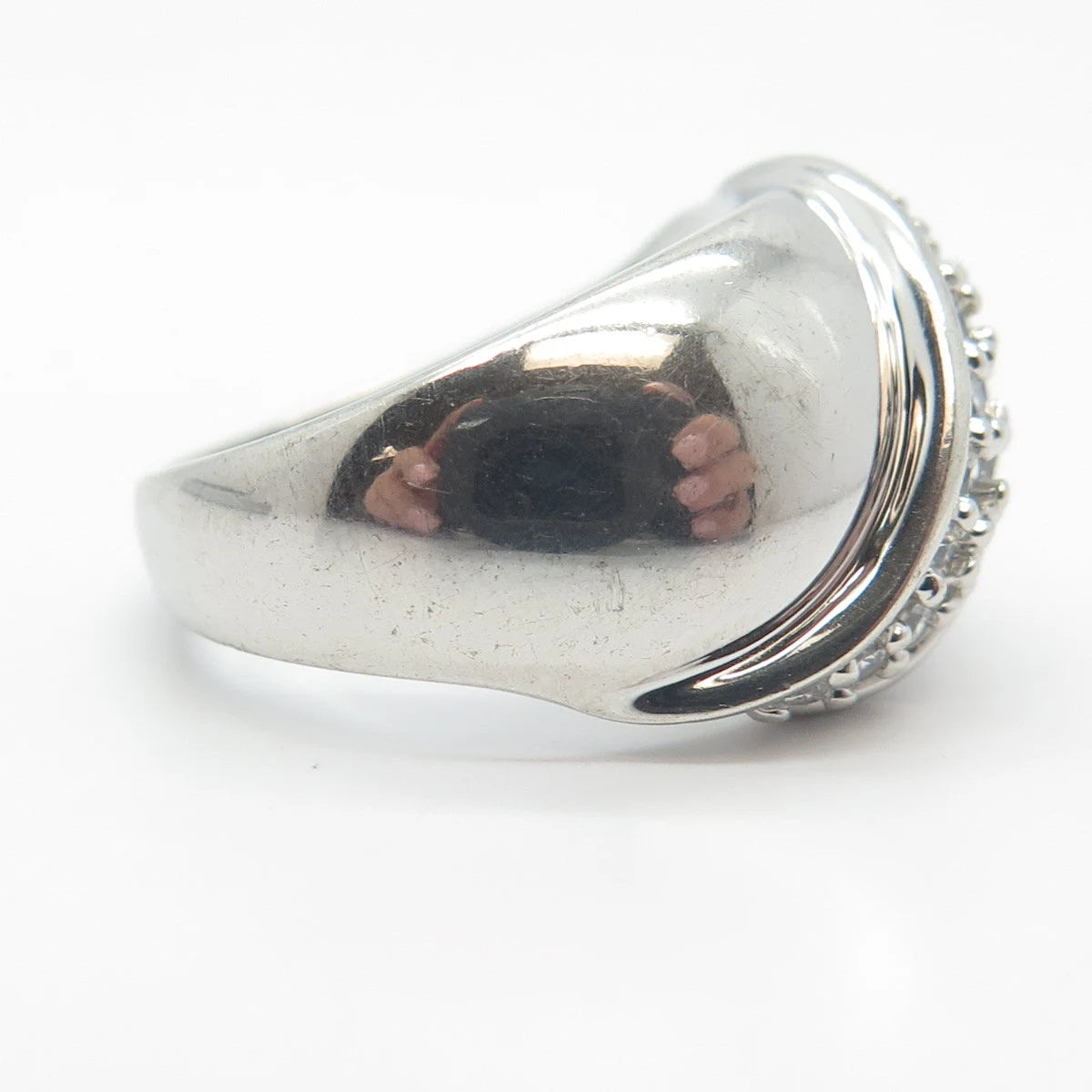 925 Sterling Silver Vintage Pave C Z Ring Size 7