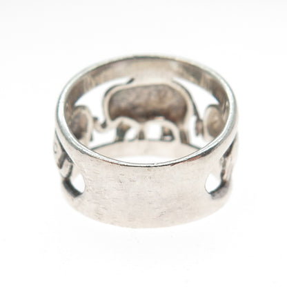 925 Sterling Silver Vintage Elephant Oxidized Ring Size 6.25