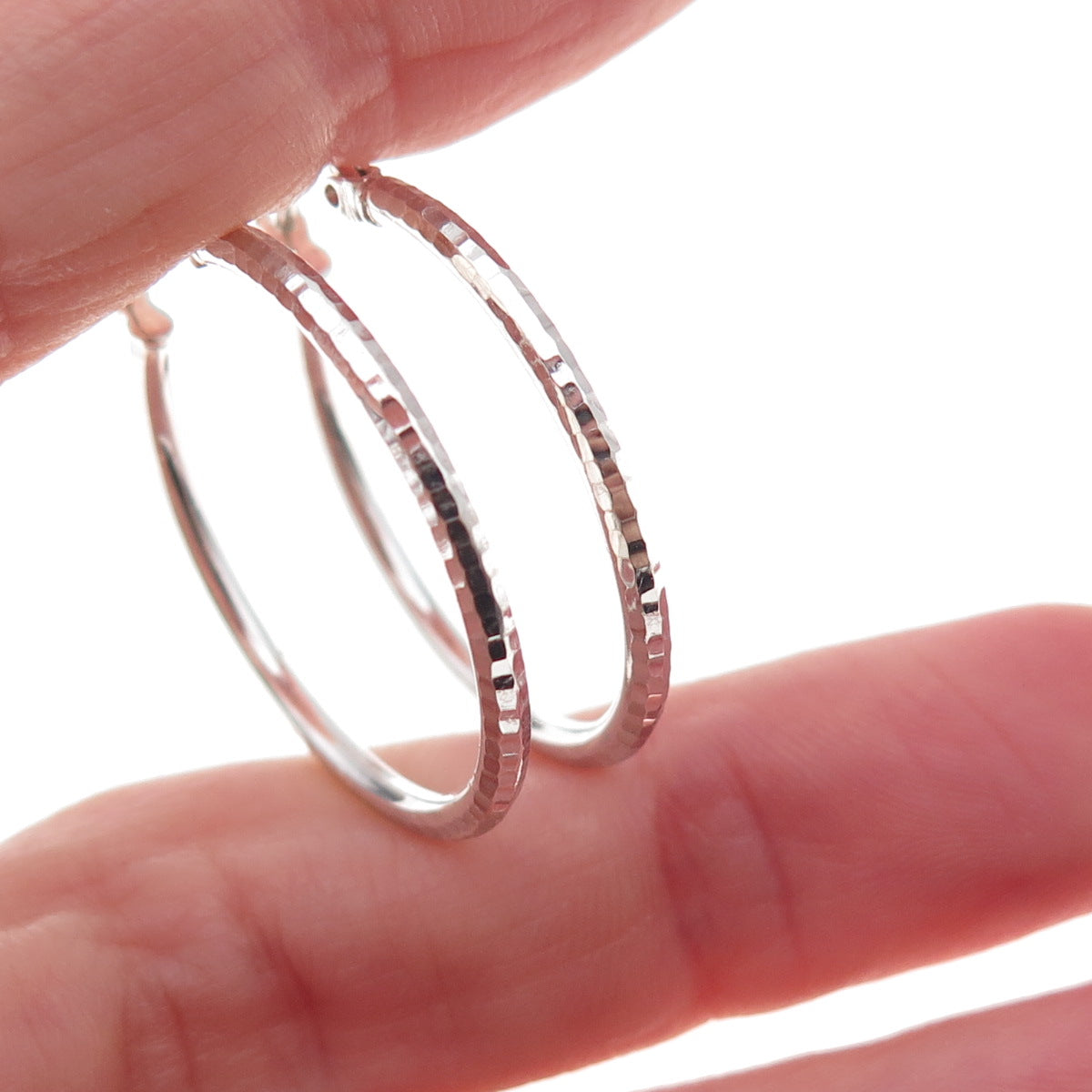 925 Sterling Silver Etched Hoop Earrings