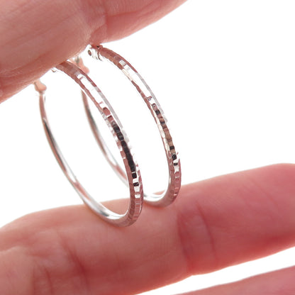 925 Sterling Silver Etched Hoop Earrings
