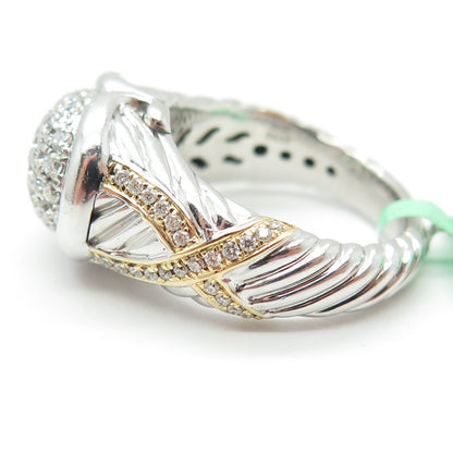 DANWAK 18K Gold 925 Sterling Silver 86 Round-Cut Diamond 0.97ct Ring Size 7.5