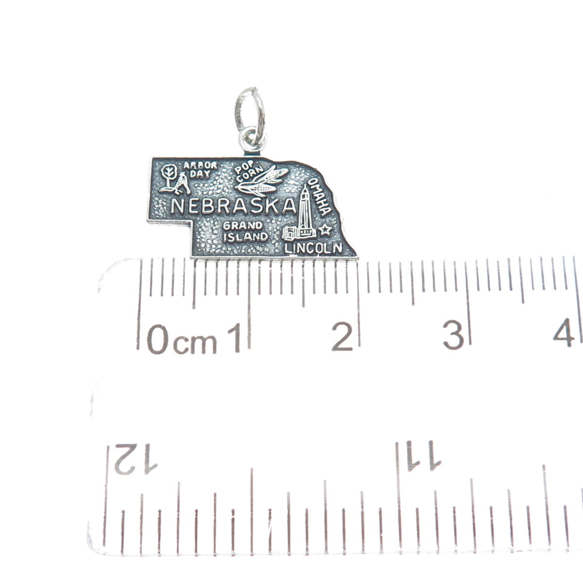 FRENCH & FRANKLIN Sterling Silver Vintage Nebraska Oxidized Minimalist Pendant