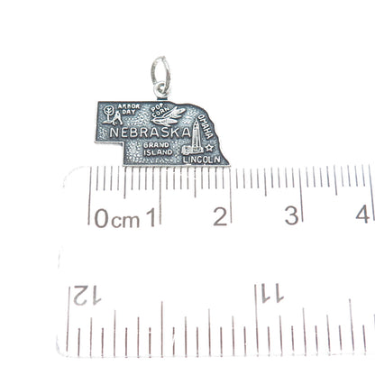 FRENCH & FRANKLIN Sterling Silver Vintage Nebraska Oxidized Minimalist Pendant