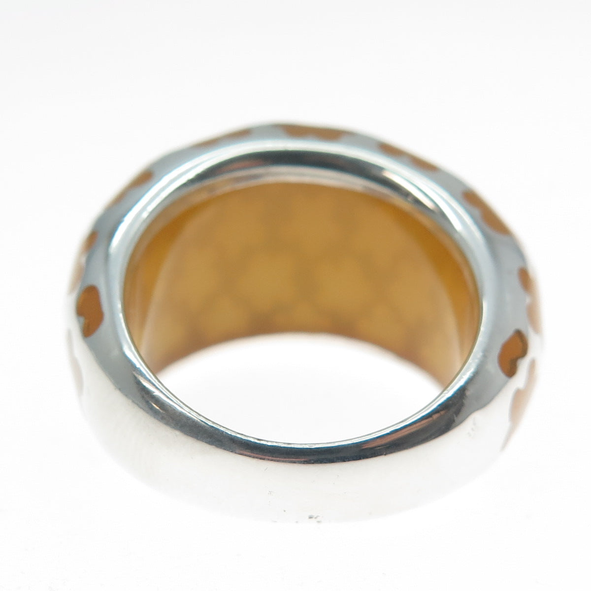 925 Sterling Silver Vintage Enamel Flower Dome Ring Size 7.25